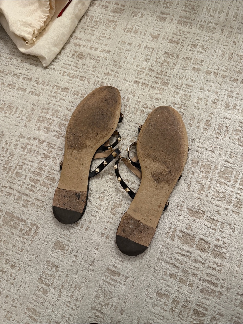 Valentino Black Leather Rockstud Multi-Strap Slide Sandals - Picture 3 of 6